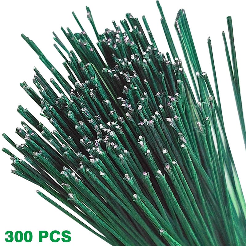 Jgalnim 300 PCS 22 Gauge Floral Flower Stem Wire,16 Inches Florals Stem Wire Flower Arrangements,Floral Wires for Florist Flowers Arrangement Bouquent Stems Wrapping and DIY,Dark Green - Image 3